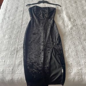 Black velvet dress with slit